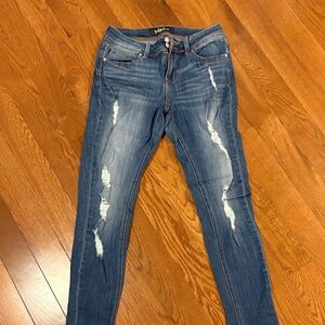 Indigo Rein Distressed Skinny Jeans in Blue